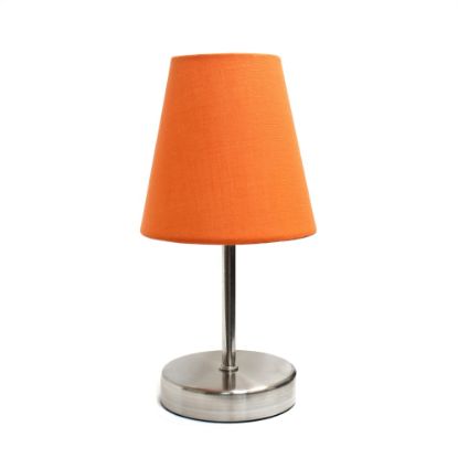 Picture of Simple Designs Sand Nickel Mini Basic Table Lamp with Orange Fabric Shade