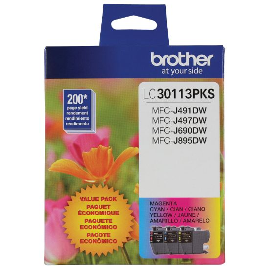 Picture of Brother LC3011 Cyan, Magenta, Yellow Ink Cartridges, Pack Of 3, LC30113PKS