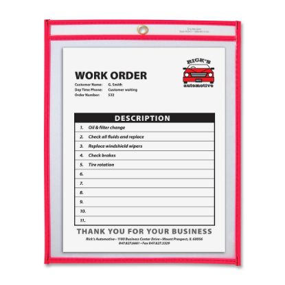 Picture of C-Line Neon Color Stitched Shop Ticket Holder, 9in x 12in, Neon Red