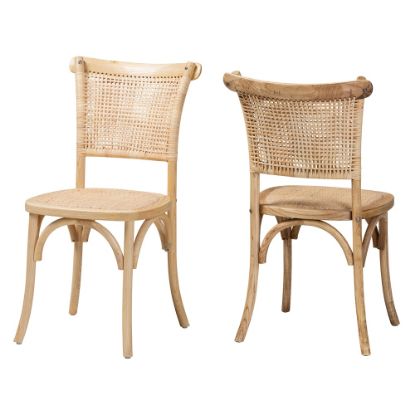 Picture of Baxton Studio Fields Rattan Cane Dining Chairs, Beige/Natural, Set Of 2 Chairs