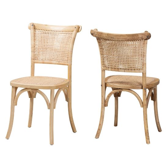 Picture of Baxton Studio Fields Rattan Cane Dining Chairs, Beige/Natural, Set Of 2 Chairs