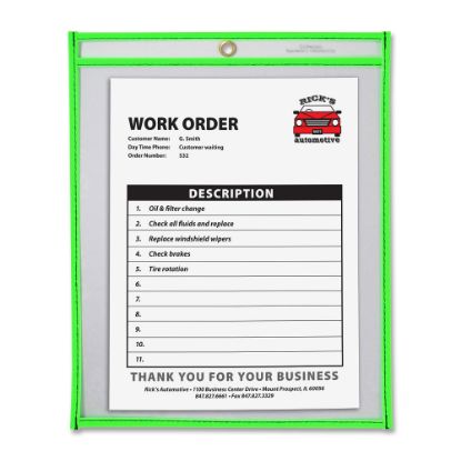 Picture of C-Line Neon Color Stitched Shop Ticket Holder, 9in x 12in, Neon Green