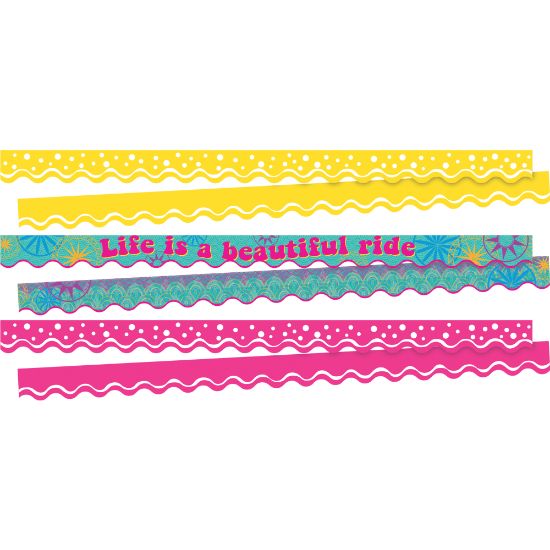 Picture of Barker Creek Double-Sided Scalloped Borders, 2-1/4in x 36in, Life Is Beautiful, 13 Strips Per Pack, Set Of 3 Packs