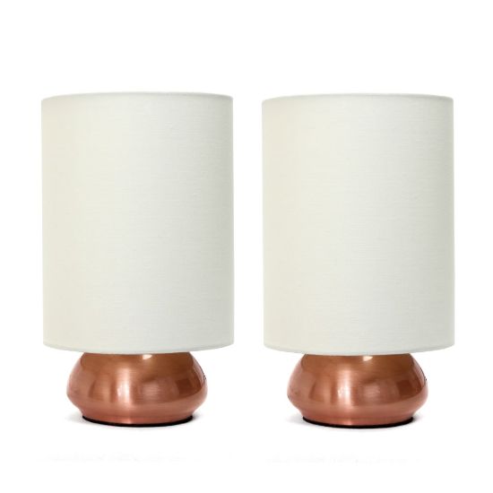 Picture of Simple Designs Gemini Mini Touch Table Lamps, 8-7/8inH, Cream Shade/Rose Gold Base, Set Of 2 Lamps