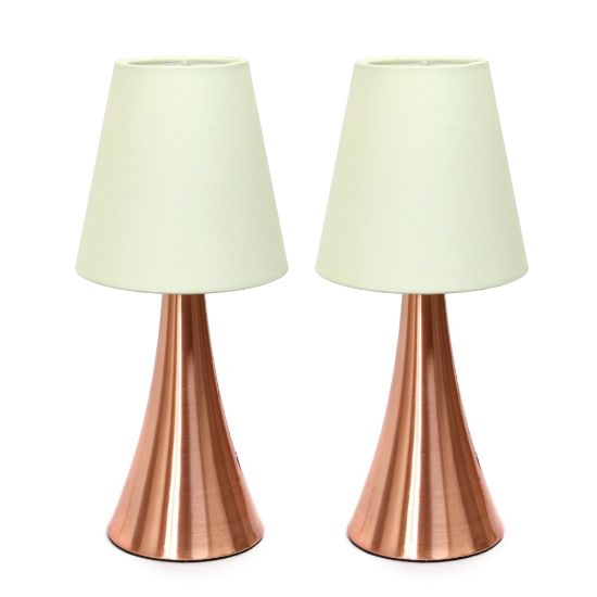 Picture of Simple Designs Valencia Mini Touch Table Lamps, 11-7/16inH, Cream Shade/Rose Gold Base, Set Of 2 Lamps