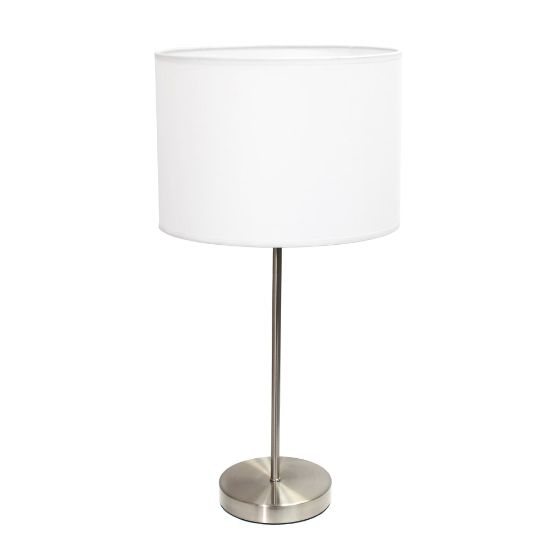 Picture of Simple Designs Stick Lamp with Fabric Shade, 22.4inH, White/Brushed Nickel