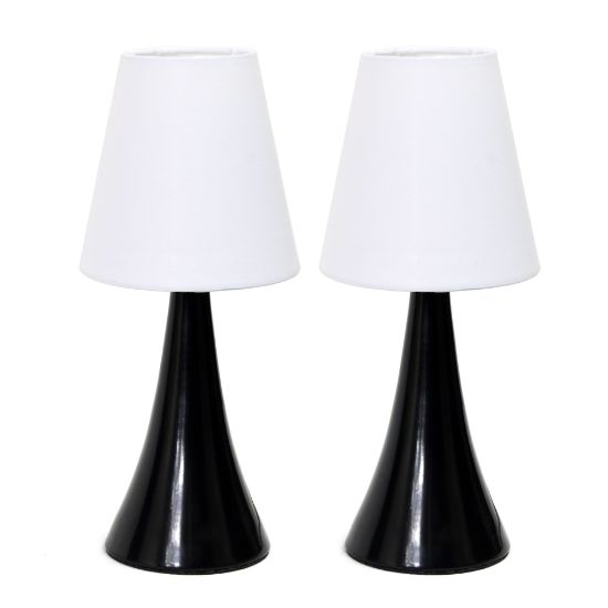 Picture of Simple Designs Valencia Colors Mini Touch Table Lamps, 11-7/16inH, White Shade/Black Base, Set Of 2 Lamps