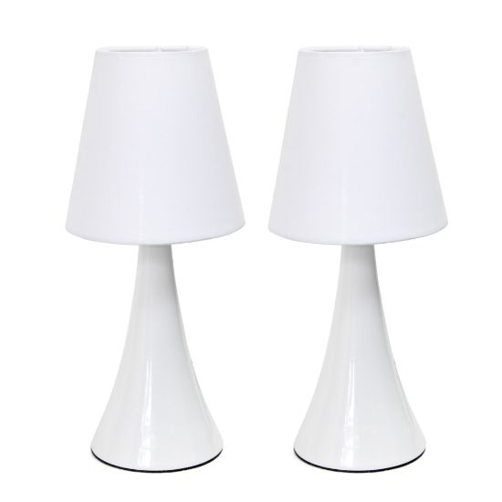 Picture of Simple Designs Valencia Colors Mini Touch Table Lamps, 11-7/16inH, White Shade/White Base, Set Of 2 Lamps