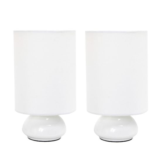 Picture of Simple Designs Gemini Colors Mini Touch Table Lamps, 8-7/8inH, White Shade/White Base, Set Of 2 Lamps