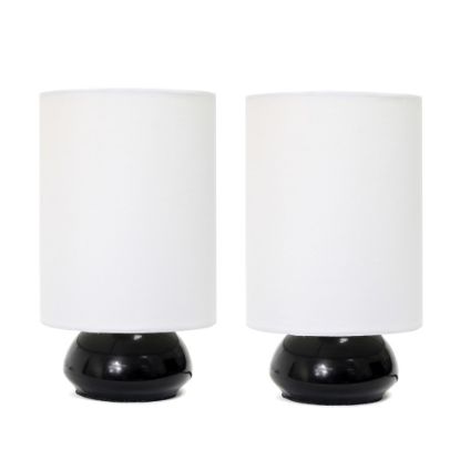 Picture of Simple Designs Gemini Colors Mini Touch Table Lamps, 8-7/8inH, White Shade/Black Base, Set Of 2 Lamps