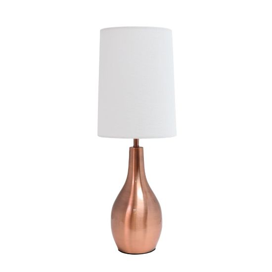 Picture of Simple Designs 1-Light Teardrop Table Lamp, 19-1/2inH, White Shade/Rose Gold Base