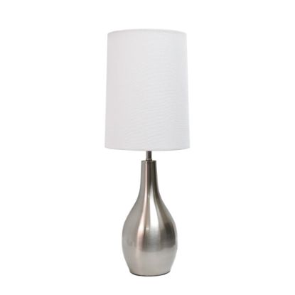 Picture of Simple Designs 1-Light Teardrop Table Lamp, 19-1/2inH, White Shade/Brushed Nickel Base