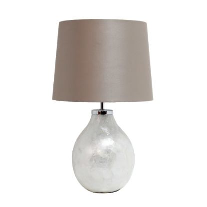 Picture of Simple Designs 1-Light Pearl Table Lamp, 18inH, Light Brown Shade/Pearl Base