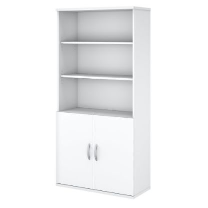 Picture of Bush Business Furniture Easy Office 73inH 5-Shelf Bookcase With Doors, White, Standard Delivery