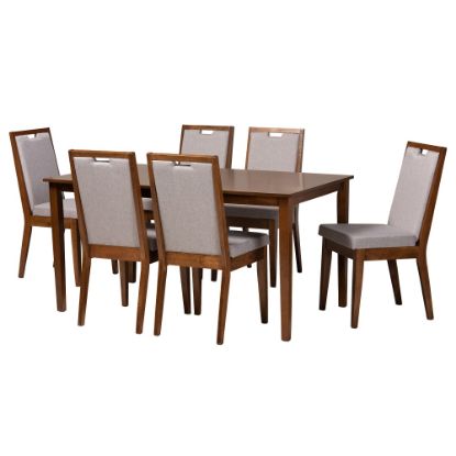 Picture of Baxton Studio Rosa 7-Piece Dining Set, Gray/Walnut Brown