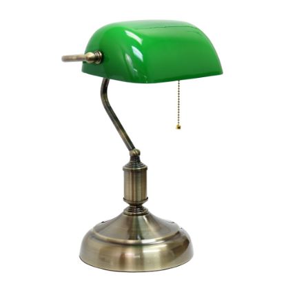 Picture of Simple Designs Executive Bankers Desk Lamp with Glass Shade, 14.75inH, Green