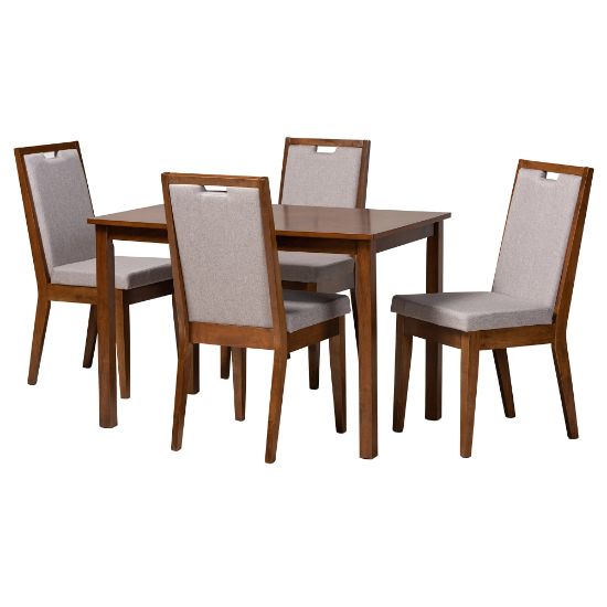 Picture of Baxton Studio Rosa 5-Piece Dining Set, Gray/Walnut Brown