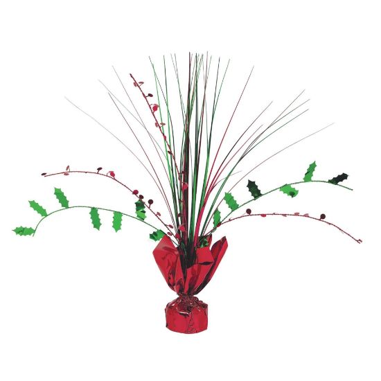 Picture of Amscan Christmas Holly Spray Centerpieces, 12in x 10in, Red, Pack Of 10 Centerpieces