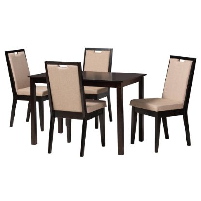 Picture of Baxton Studio Rosa 5-Piece Dining Set, Sand/Dark Brown