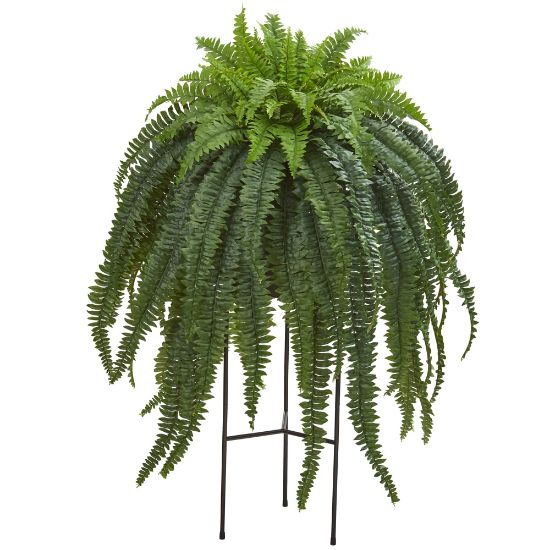 Picture of Nearly Natural Boston Fern 44inH Artificial Plant With Standing Planter, 44inH x 22inW x 22inD, Green/Black