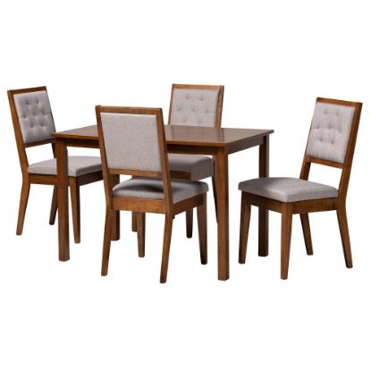 Picture of Baxton Studio Suvi 5-Piece Dining Set, Gray/Walnut Brown