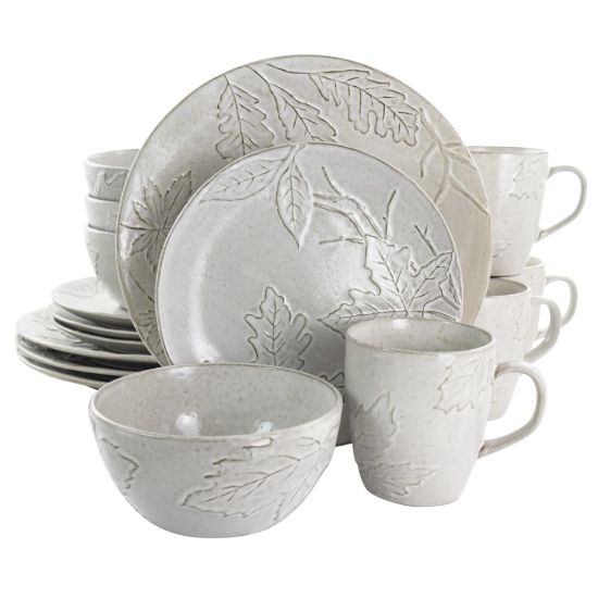 Picture of Gibson Elite Naturalia 16-Piece Stoneware Dinnerware Set, Light Gray