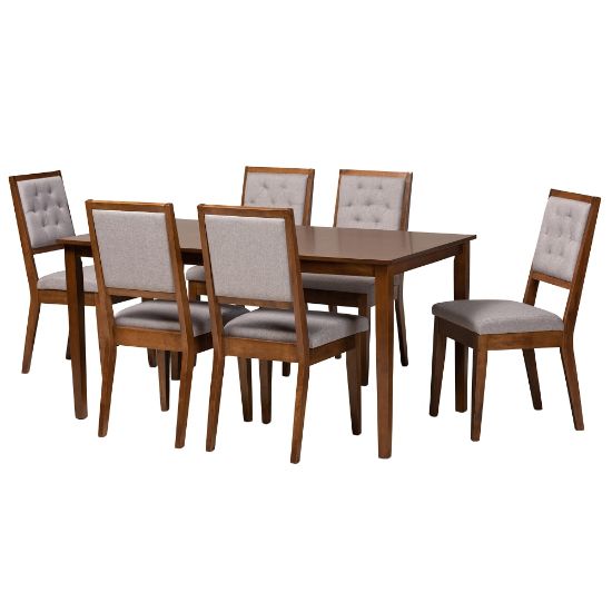 Picture of Baxton Studio Suvi 7-Piece Dining Set, Gray/Walnut Brown