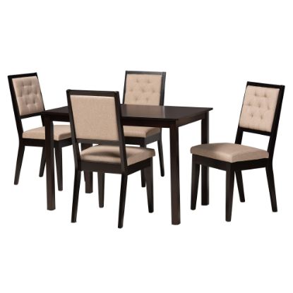 Picture of Baxton Studio Suvi 5-Piece Dining Set, Sand/Dark Brown