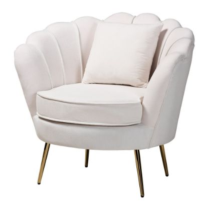 Picture of Baxton Studio Garson Accent Chair, Beige/Gold