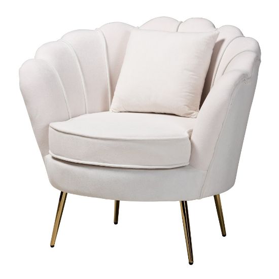 Picture of Baxton Studio Garson Accent Chair, Beige/Gold