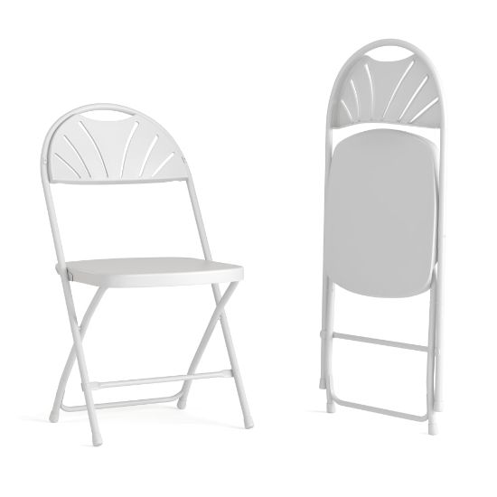 Picture of Flash Furniture HERCULES Series 650-lb Capacity Plastic Fan Back Folding Chairs, White, Set Of 2 Chairs