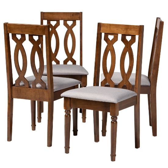 Picture of Baxton Studio Cherese Dining Chairs, Gray/Walnut, Set Of 4 Chairs