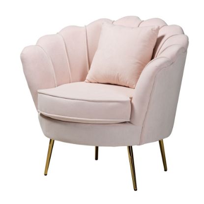 Picture of Baxton Studio Garson Accent Chair, Blush Pink/Gold