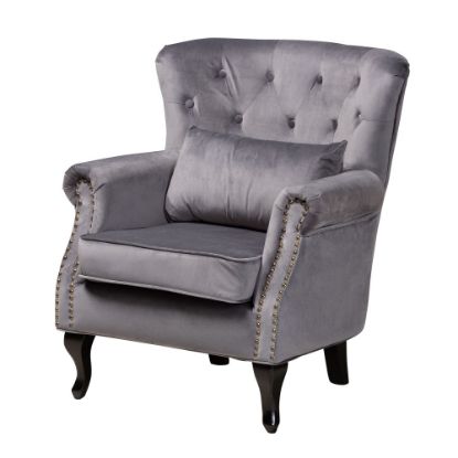 Picture of Baxton Studio Fletcher Armchair, Gray/Dark Brown