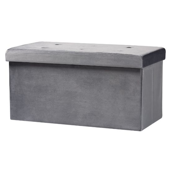 Picture of Baxton Studio Castel Velvet Storage Ottoman, Charcoal