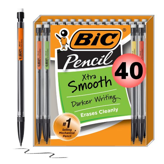 Picture of BIC Xtra Life Mechanical Pencils, 0.7 mm, #2 Lead, Clear Barrel, Pack Of 40 Pencils