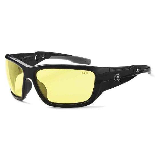 Picture of Ergodyne Skullerz Safety Glasses, Baldr, Black Frame, Yellow Lens