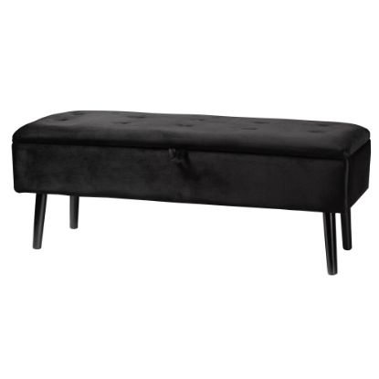 Picture of Baxton Studio Caine Velvet Storage Bench, 15-7/8inH x 42-1/2inW x 15-11/16inD, Black/Dark Brown