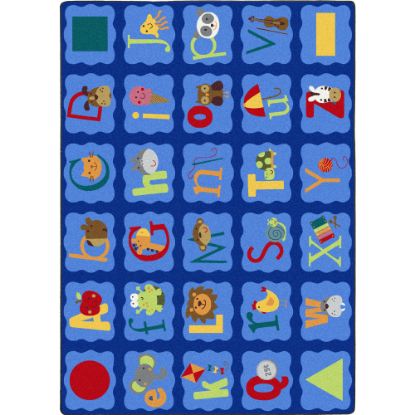 Picture of Joy Carpets Kids Essentials Rectangle Area Rug, Alphabet Blues, 5-1/3ft x 7-33/50ft, Multicolor