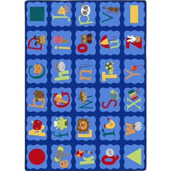 Picture of Joy Carpets Kids Essentials Rectangle Area Rug, Alphabet Blues, 5-1/3ft x 7-33/50ft, Multicolor