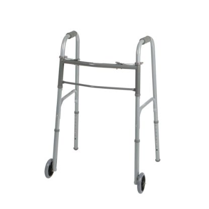 Picture of Medline Guardian Adult 2-Button Folding Walkers, 5in Wheels, 32 - 38in, Case Of 4