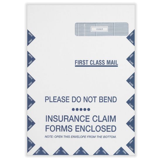 Picture of ComplyRight Right-Window Jumbo Envelopes For CMS-1500 Health Insurance Forms, Self-Seal, White, 9in x 12-1/2in, Pack Of 500