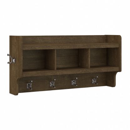 Picture of Bush Furniture Woodland 40inW Wall-Mounted Coat Rack With Shelf, Ash Brown, Standard Delivery