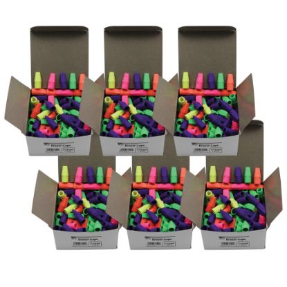 Picture of Charles Leonard Economy Wedge-Shaped Eraser Caps, Assorted Colors, 144 Erasers Per Box, Pack Of 6 Boxes