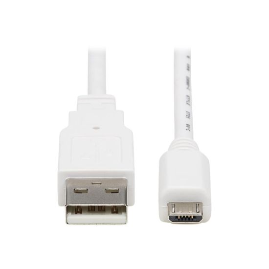 Picture of Tripp Lite Safe-IT USB-A to USB Micro-B Antibacterial Cable M/M, USB 2.0, White, 3 ft. - VW-1 - 28 AWG - White