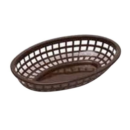 Picture of Tablecraft Oval Plastic Side Order Baskets, 1-7/8inH x 5-1/2inW x 7-3/4inD, Brown, Pack Of 12 Baskets