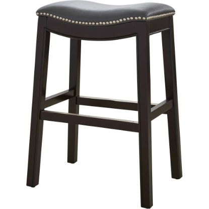 Picture of New Ridge Home Goods Julian Faux Leather Counter Stool, Gray/Espresso