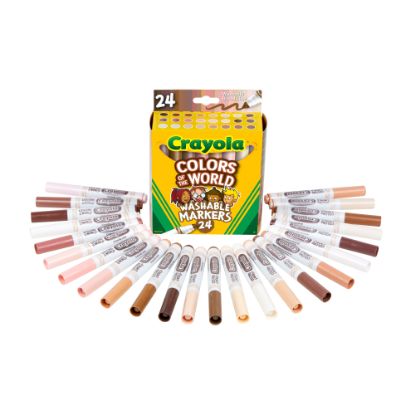 Picture of Crayola Colors Of The World Wet-Erase Markers, Broad Point, White Barrel, Assorted Ink, Pack Of 24 Markers