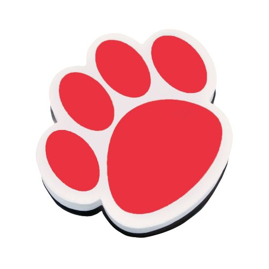 Picture of Ashley Productions Magnetic Whiteboard Erasers, 3 3/4in, Red Paw, Pack Of 6