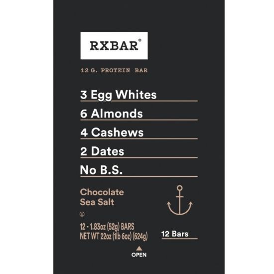 Picture of RXBAR Protein Bars, Chocolate Sea Salt, 1.8 Oz, Pack Of 12 Bars